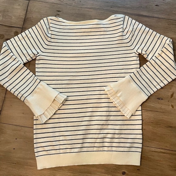 𝅺LOFT Ruffle Sleeve Striped Sweater - Picture 9 of 9
